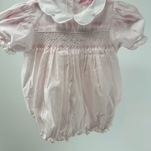 Petit Ami Light Pink Baby smocked bubble Outfit